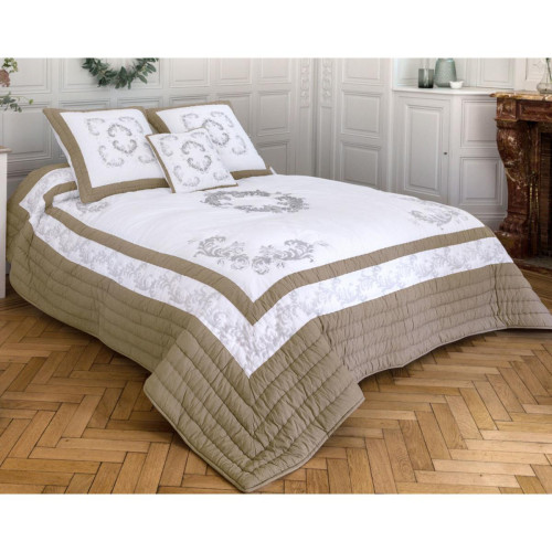 Becquet - Boutis ARGENTAN - Couvre lits jetes de lit beige