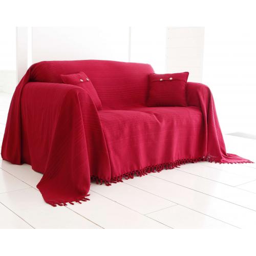 Becquet - Boutis, plaid ou jeté de canapé uni en coton Becquet - Rose - Couvre-lit, jeté de lit