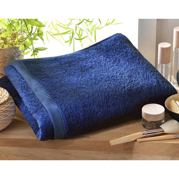 Drap de bain bleu Orage LAUREAT en coton Becquet Linge de maison