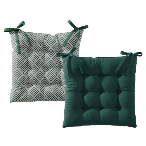 Becquet - Galette de chaise capitonnée réversible Becquet - Vert - Promos Déco textile