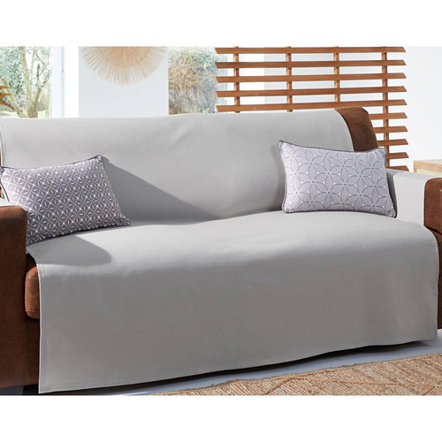 Becquet - Jeté de canapé d'angle à gauche LEVANTE gris perle 240 x 220 cm - Jetés de lit ou de canapé