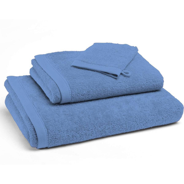 Lot de 2 serviette de toilette bleu LAUREAT en coton BIO 50x100 cm Bleu Becquet Linge de maison
