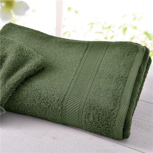Becquet - Lot de 2 serviettes de toilette vert olive en coton CLAIRE - Serviette, drap de bain