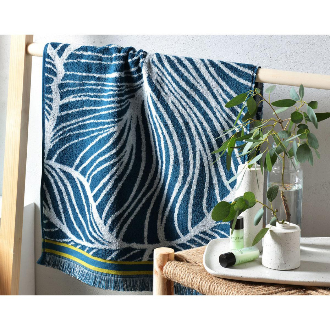 serviette de bain coton 450g/m² eucalyptus - bleu canard