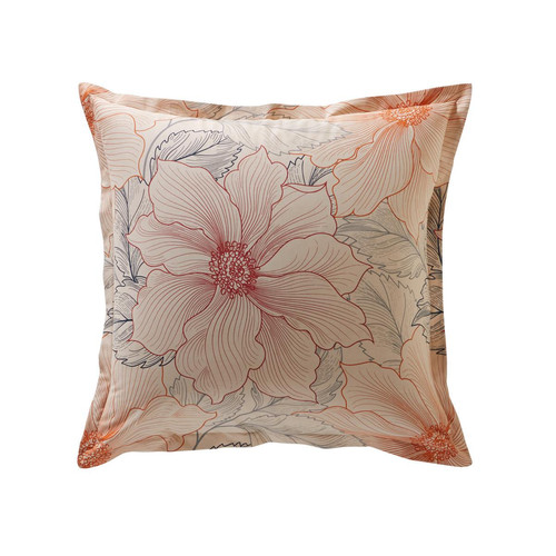 Becquet - Taie d'oreiller fleurs JULLIETTE orange en coton - Linge de lit coton