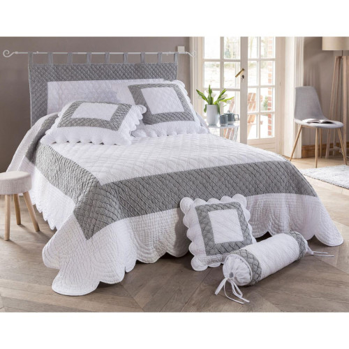 Becquet - Tête de lit boutis Becquet - Blanc - Gris - Tete de lit