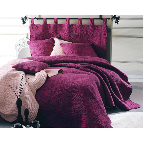 Becquet - Tête de lit en boutis uni coton Becquet - Rouge - Mobilier Deco