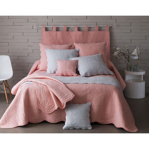 Tête de lit en boutis uni pur coton - Rose Poudré Becquet Meuble & Déco