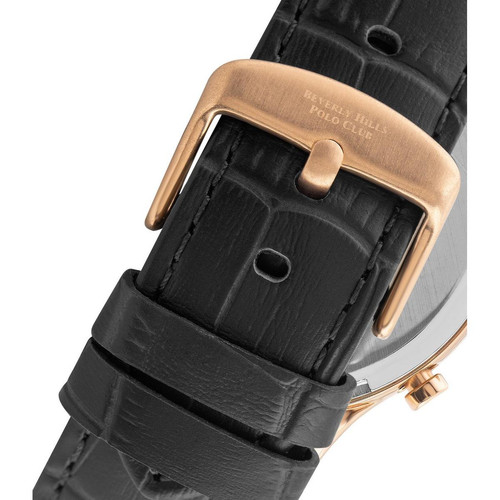 Beverly Hills Polo Club - Montre BBP3207X-451 avec bracelet en cuir noir pour homme - Promo Montre Homme
