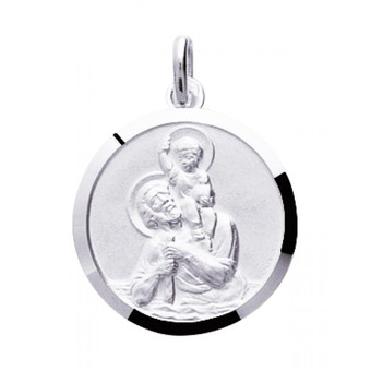 Stella Bijoux - Médaille St-Christophe en argent rhodié - Naissance et baptême