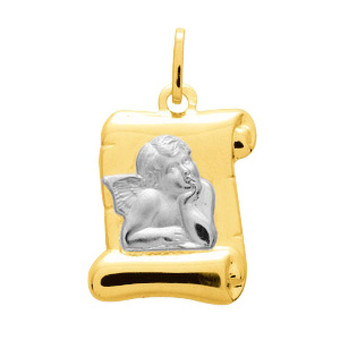 Stella Bijoux - Médaille ange parchemin bicolore - Naissance et baptême