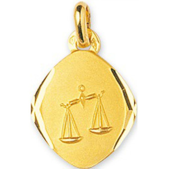 Stella Bijoux - Médaille Signe Astrologique balance Or 375/1000 jaune (9K) - Naissance et baptême