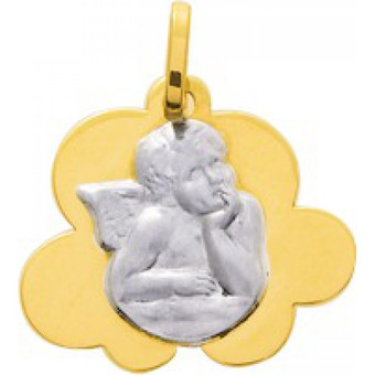 Stella Bijoux - Médaille ange Or 375/1000 bicolore  (9K) - Naissance et baptême