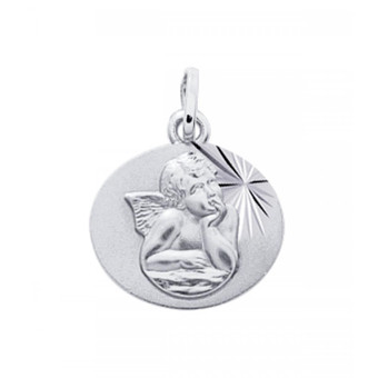 Stella Bijoux - Médaille ange Or 375/1000 blanc (9K) - Naissance et baptême
