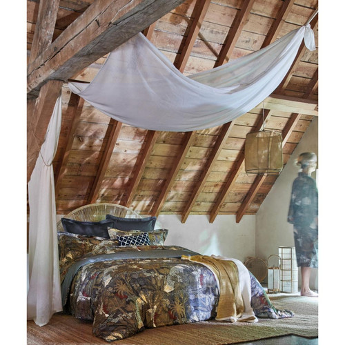 Blanc des Vosges - Taie d'oreiller ou de Traversin Coordonné - Parures de lit bleu
