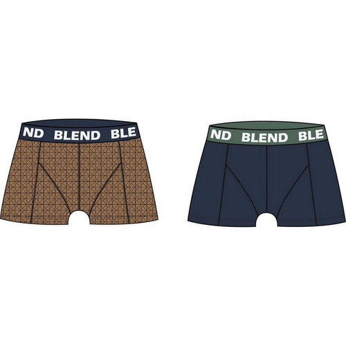 Blend - Boxer en Coton Marron et bleu - Caleçon / Boxer homme