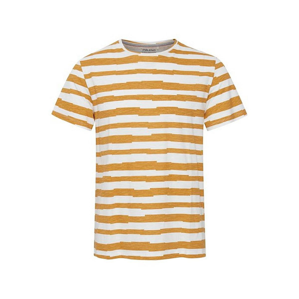 Tee-shirt Rayé - Blanc et  Orange en Coton Blend LES ESSENTIELS HOMME