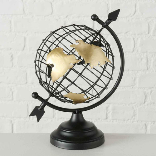 Boltze - Globe Terrestre À Poser Glabo En Métal Noir - Statue Et Figurine Design