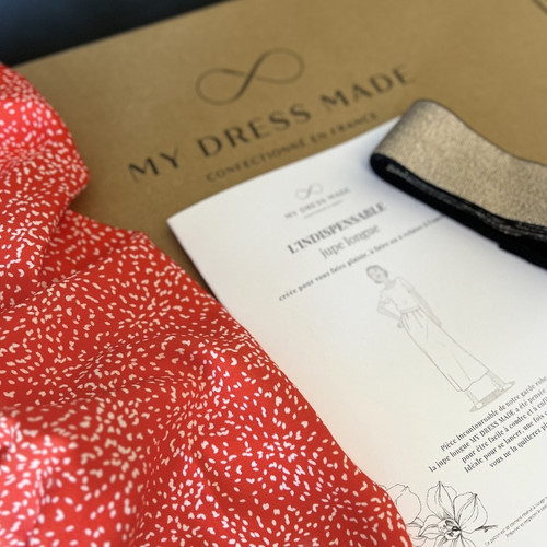 MY DRESS MADE - Box couture Jupe longue Confetti orange - Jupes longues femme fabriquees en france