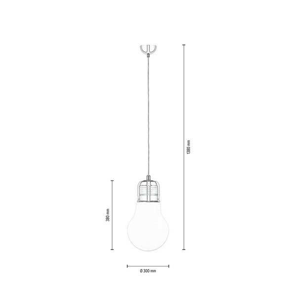 Ampoule pendante 1xE27 Max.60W Chrome/Transparent/Blanc Britop Lighting
