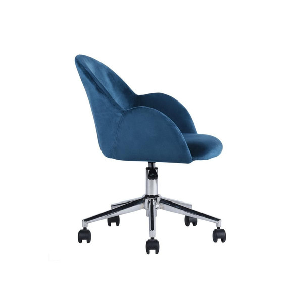 Chaise de bureau ajustable chiozza en velours Bleu Chaise de bureau