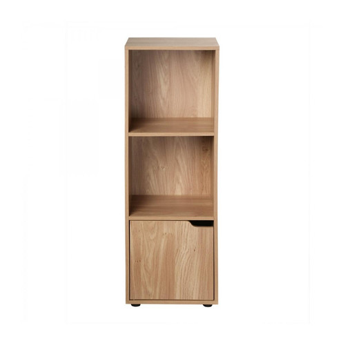 Bibliothèque 3 cases avec une porte en bois Beige Calicosy Meuble & Déco