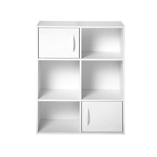 Calicosy - Meuble à 6 cases et 2 portes blanc - Bibliothèque Design