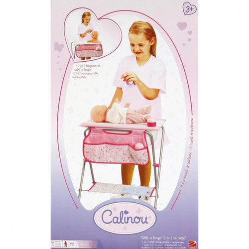 Calinou - Table à langer rose en métal - Accessoires pour poupons et poupées