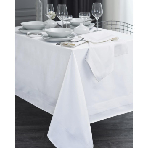 Calitex - Nappe BANDE Satin Blanc - Promos linge de table