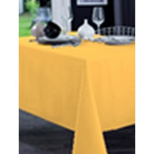 Calitex - Nappe rectangulaire tissu uni jaune moutarde  - Toiles Cirées Design