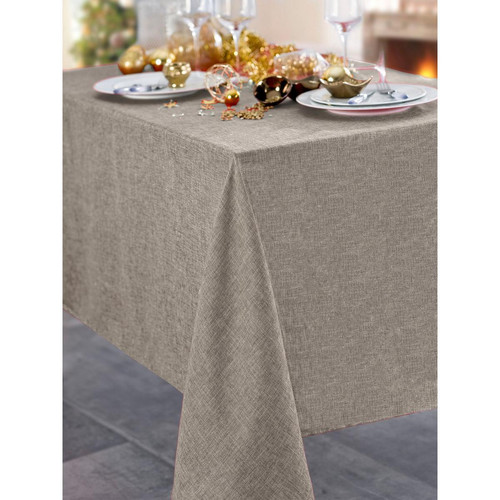 Calitex - Nappe Textile EFFET LIN SATINEX Rectangle Gris - Linge de table