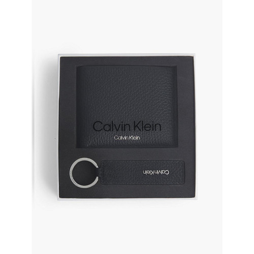 Calvin Klein Maroquinerie - Portefeuille à deux volets en cuir noir - Petite maroquinerie