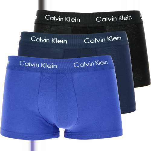 Calvin Klein Underwear - PACK 3 BOXERS COTON STRETCH - Ceinture Logotée Noir / Bleu Marine / Bleu - Opération spéciale mode & déco