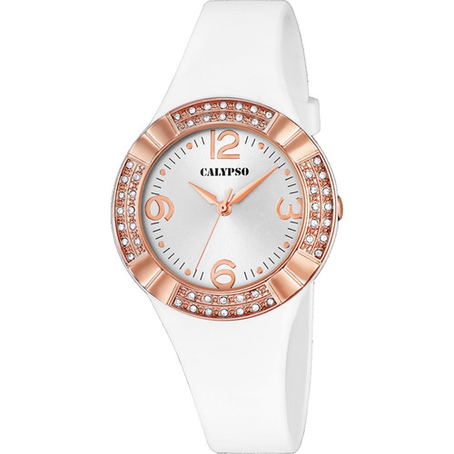 Montre Femme Calypso K5659-1 - Bracelet Silicone Blanc  Blanc Calypso Mode femme