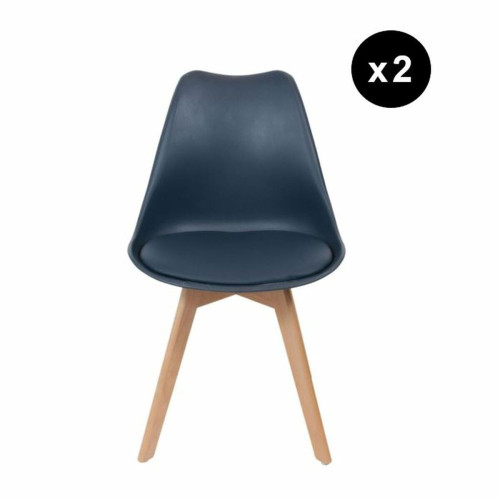 3S. x Home - Lot de 2 chaises scandinaves coque rembourée - bleu - Chaise Design