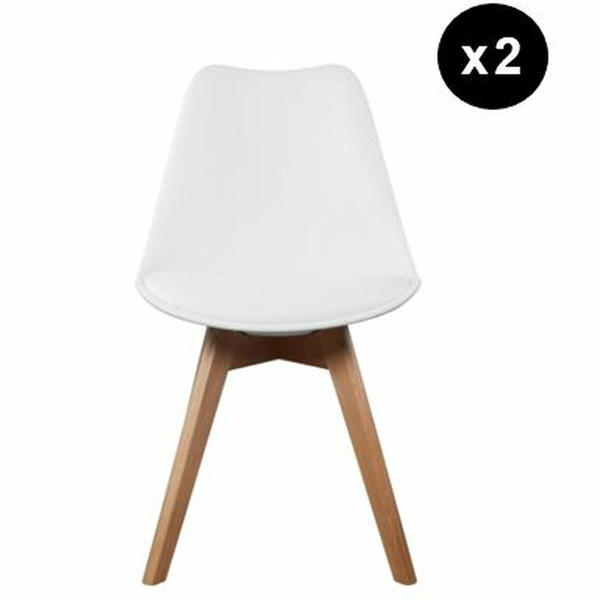 Lot de 2 chaises scandinaves coque rembourée - blanc Blanc 3S. x Home Meuble & Déco