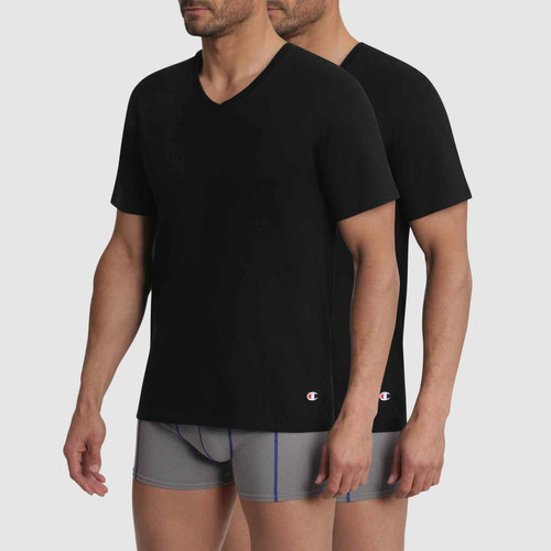 Champion Underwear - Lot de 2 tee-shirts Homme Col V - Pyjama homme