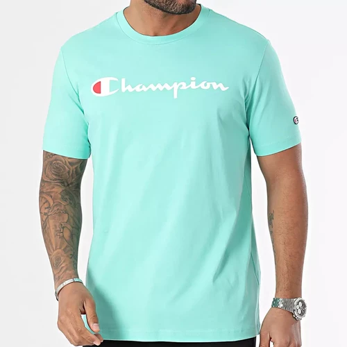 Champion - Tee-shirt bleu manches courtes col rond pour homme - T-shirt / Polo homme
