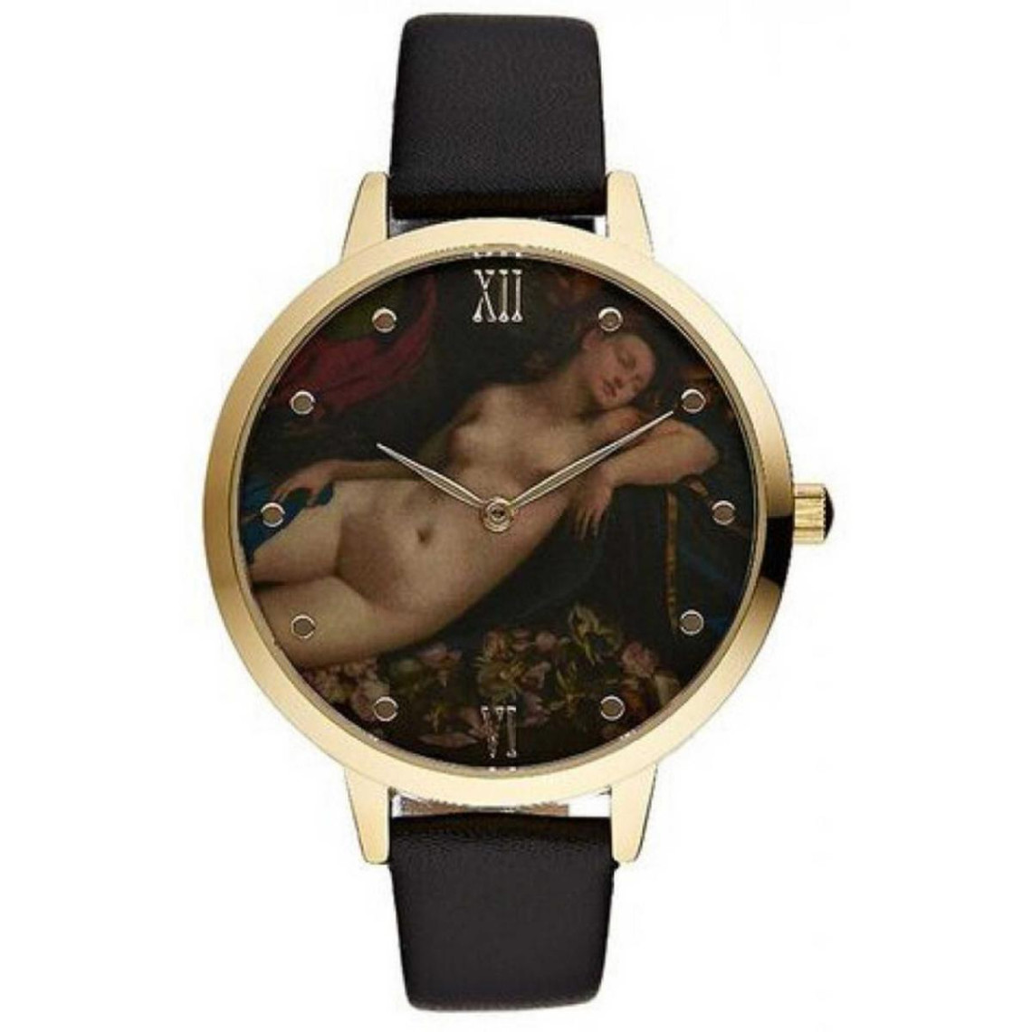 montre charlotte rafaelli crr011 - montre  bracelet cuir noir romance femme
