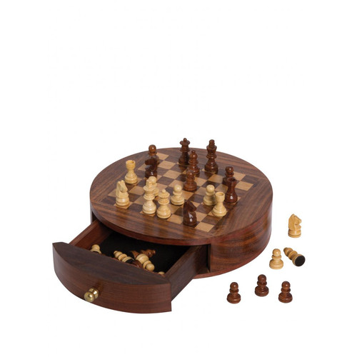 Chehoma - Jeu D'échecs Boîte Ronde Bois - Gadget et Jeux