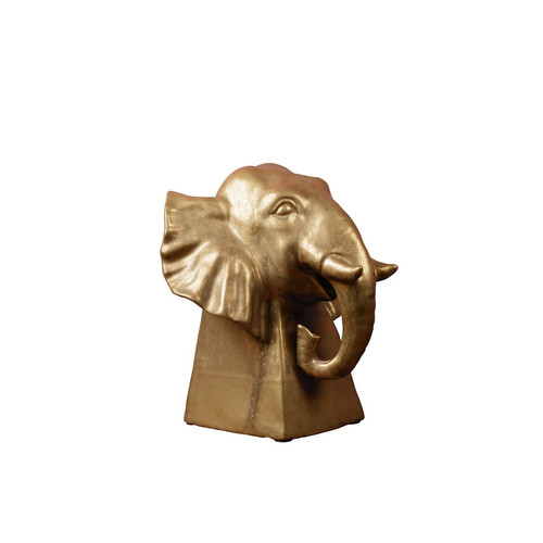 Chehoma - Tête d'éléphant Doré en Grès - Statue Et Figurine Design