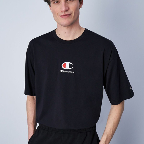 Champion - Tee-shirt manches courtes col rond noir pour homme  - Promos vêtements homme