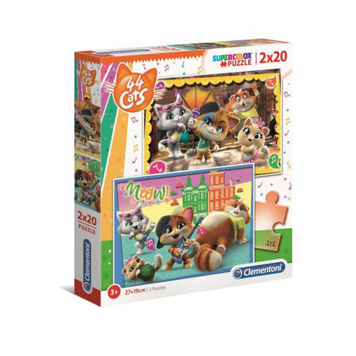 Clementoni - Puzzle SuperColor 2x20 pièces - 44 Cats - Jeux de société et puzzles