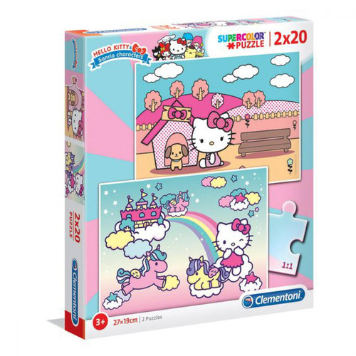 Clementoni - Puzzles SuperColor 2x20 pièces - Hello Kitty - Jeux de société et puzzles