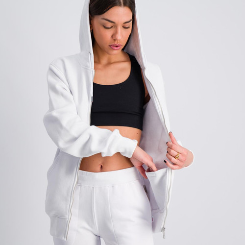 Compagnie de Californie - Sweatshirt zippé capuche New Cupertino Blanc - Pantalon décontracté femme
