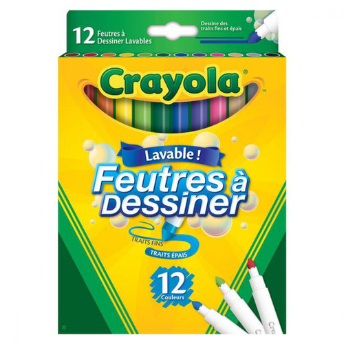 Crayola - 12 Feutres à dessiner - Nouveautés LES ESSENTIELS ENFANTS
