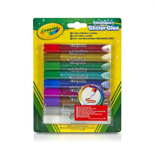 Crayola - Colle pailletée 9 couleurs - Dessin, peinture et modelage