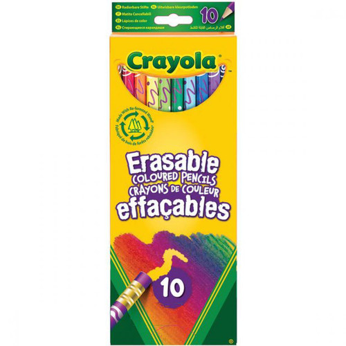 Crayola - Pochette 10 crayons de couleur effaçables 