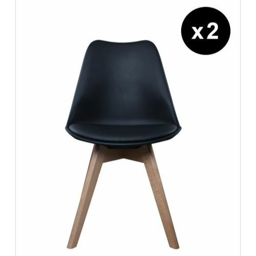 3S. x Home - Lot de 2 chaises scandinaves coque rembourée - noir - Meuble Et Déco Design