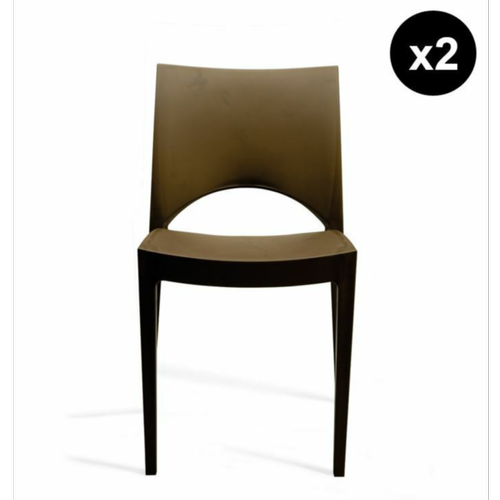 3S. x Home - Lot De 2 Chaises Design Marron Venise - Chaise marron